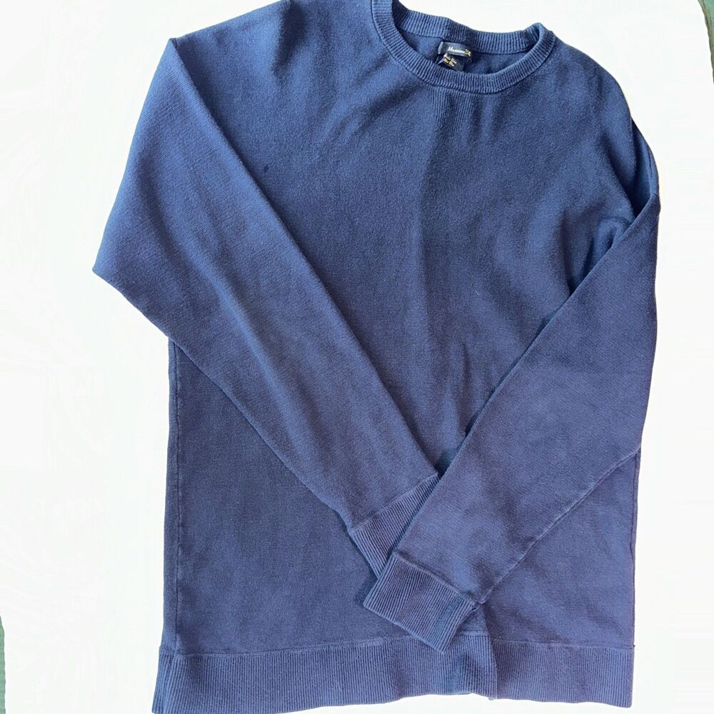 MASSIMO DUTTI Mens Crew Neck Jumper Sweater Size M Blue Cotton